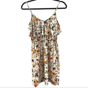 American rag small womens floral spaghetti strap ruffle mini dress